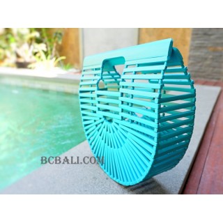 balinese bamboo handbags fan style turquoise 